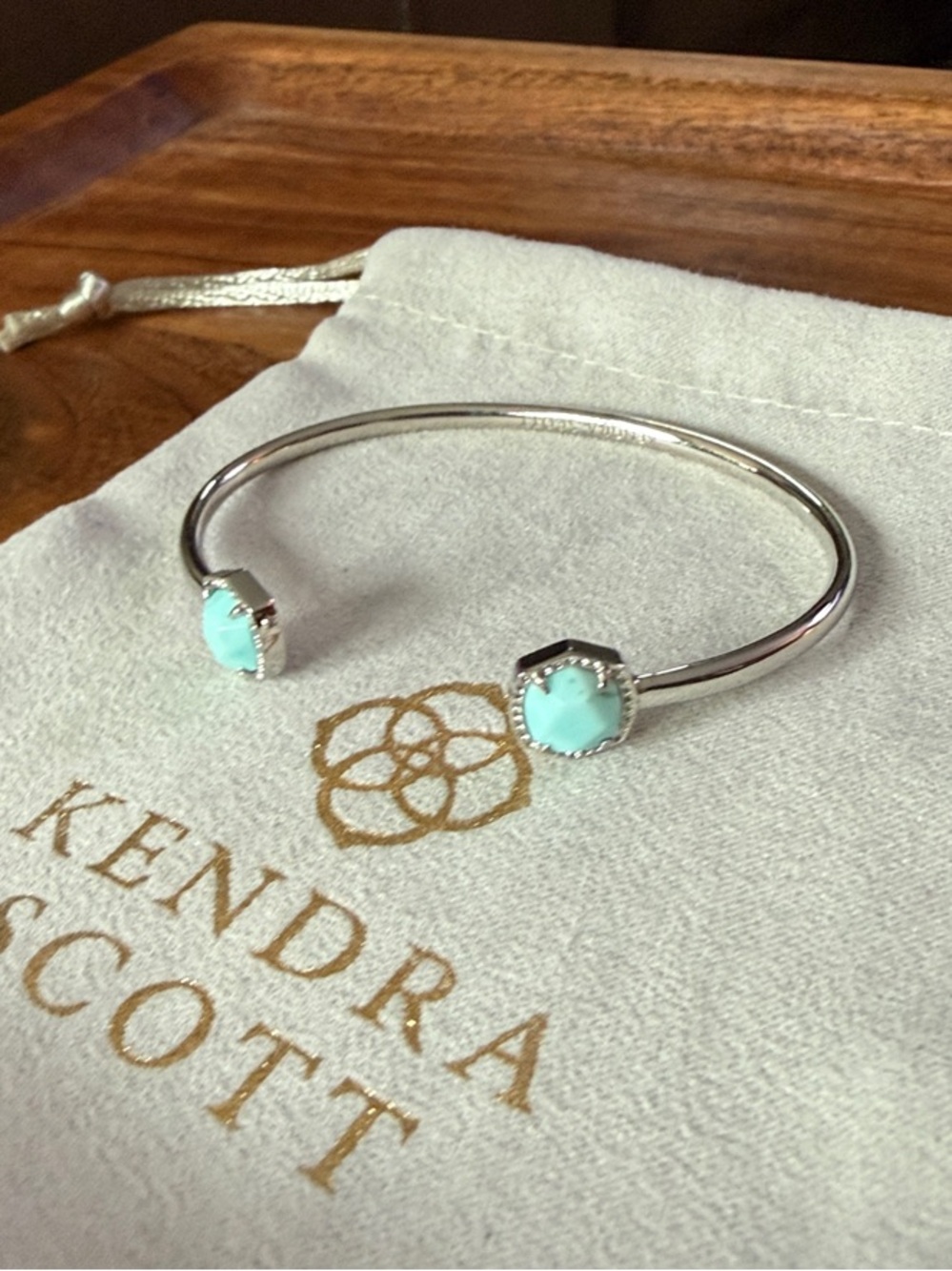 Kendra Scott Silver Davie Cuff with Light Turquoise Stones
